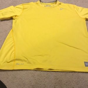 Nike Pro Combat Dri-Fit yellow shirt XL
